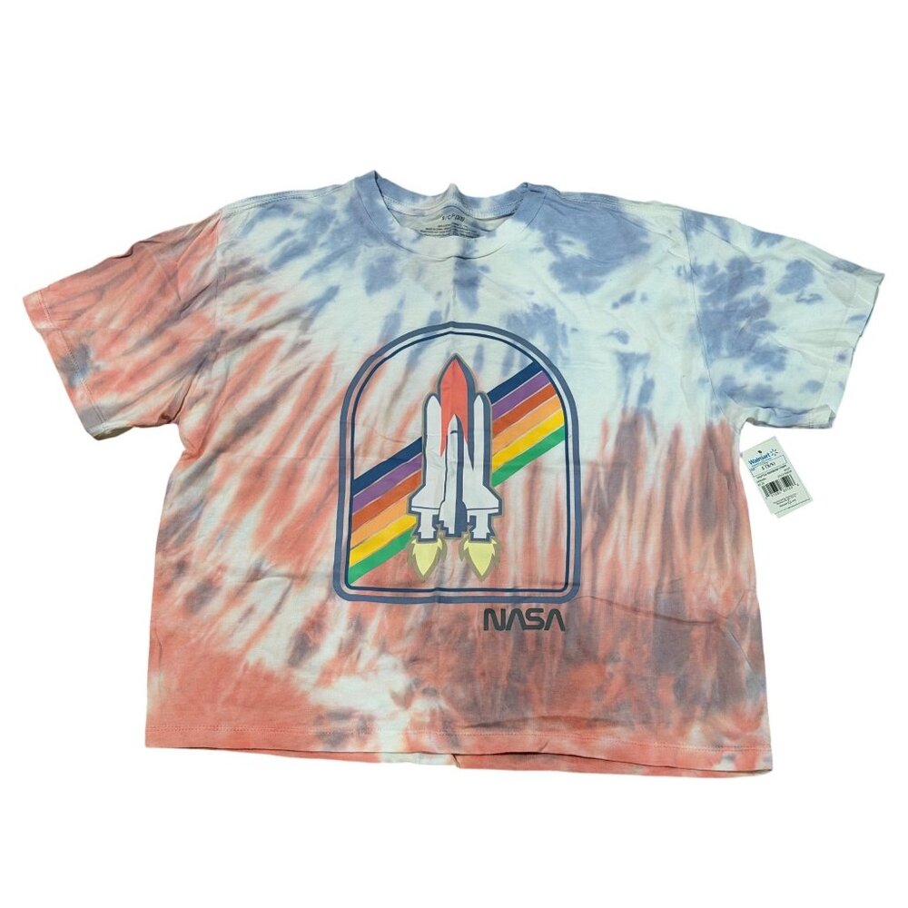 NWT NASA Tie Dye Shuttle Rainbow Stripe Graphic T Shirt Everyday Wear Small 3-5